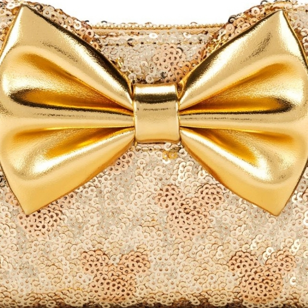 Loungefly Disney Wallet Gold Sequin Mickey Minnie Metallic 5 x 5 NWT Disneyland